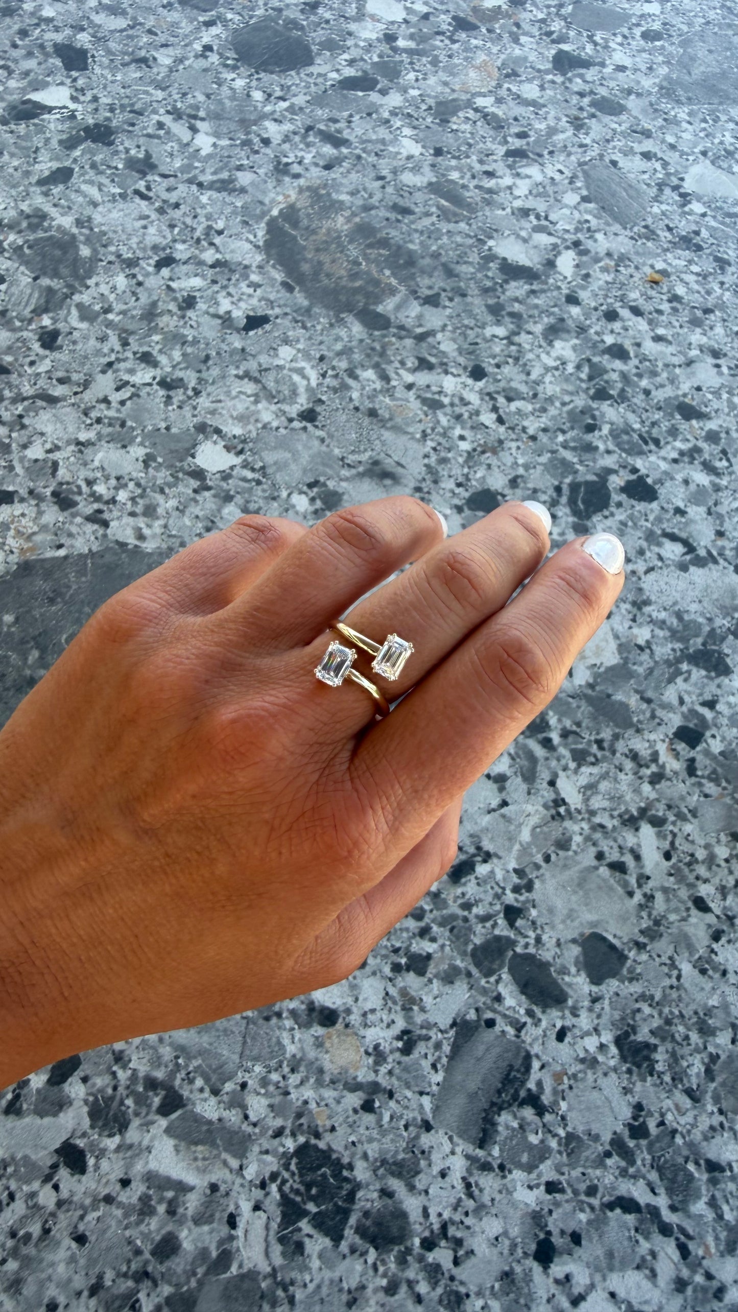 2 cttw yellow gold wrap ring with emerald stones