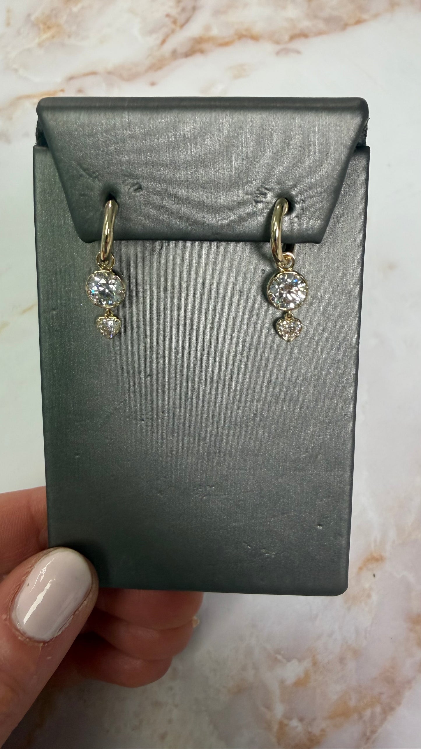2.38 cttw hanging bezel round + heart stone