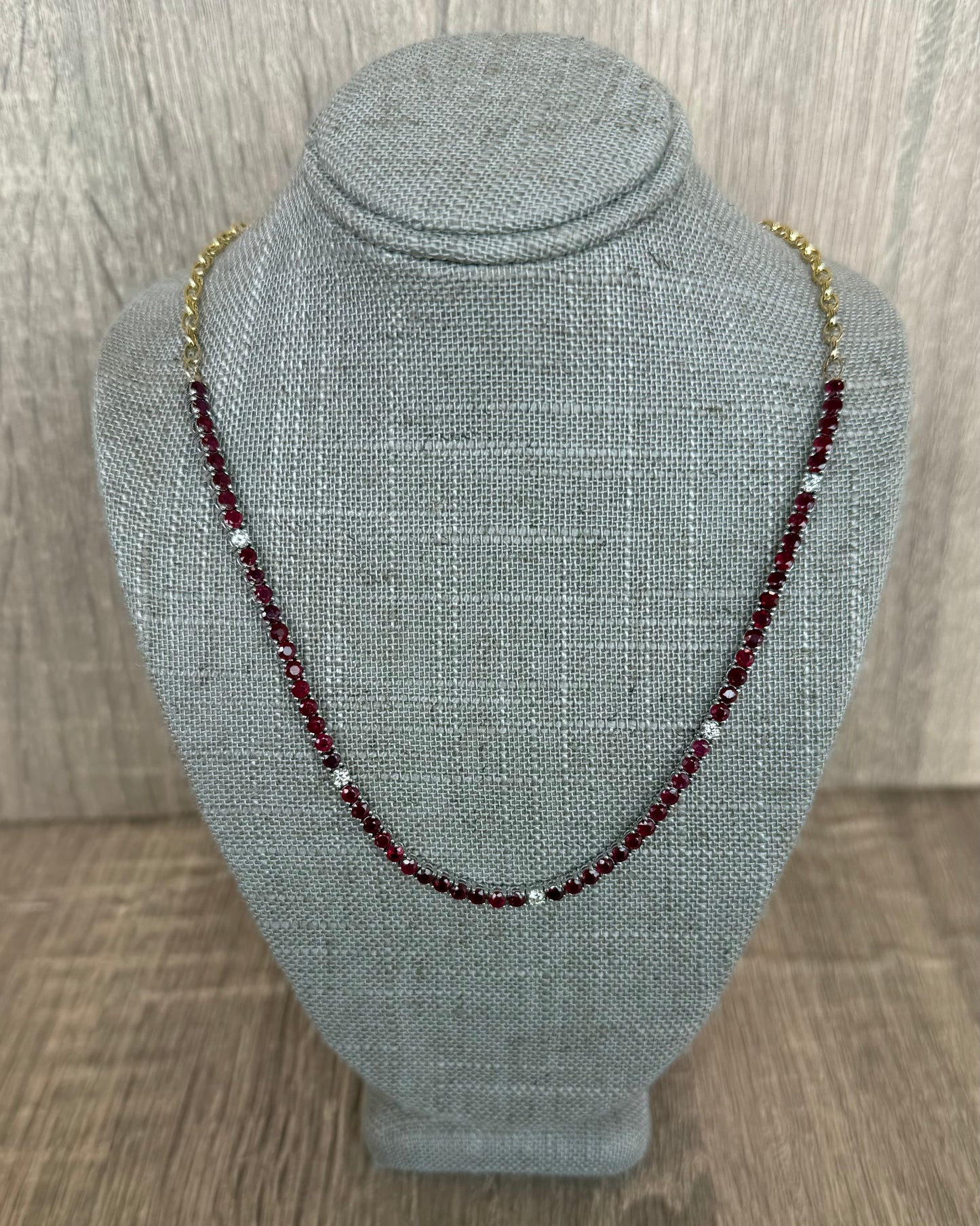7.5 cttw halfway ruby tennis necklace