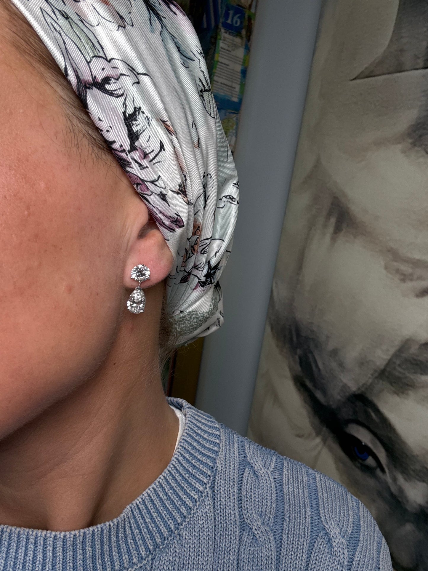 7 cttw round & pear drop earrings