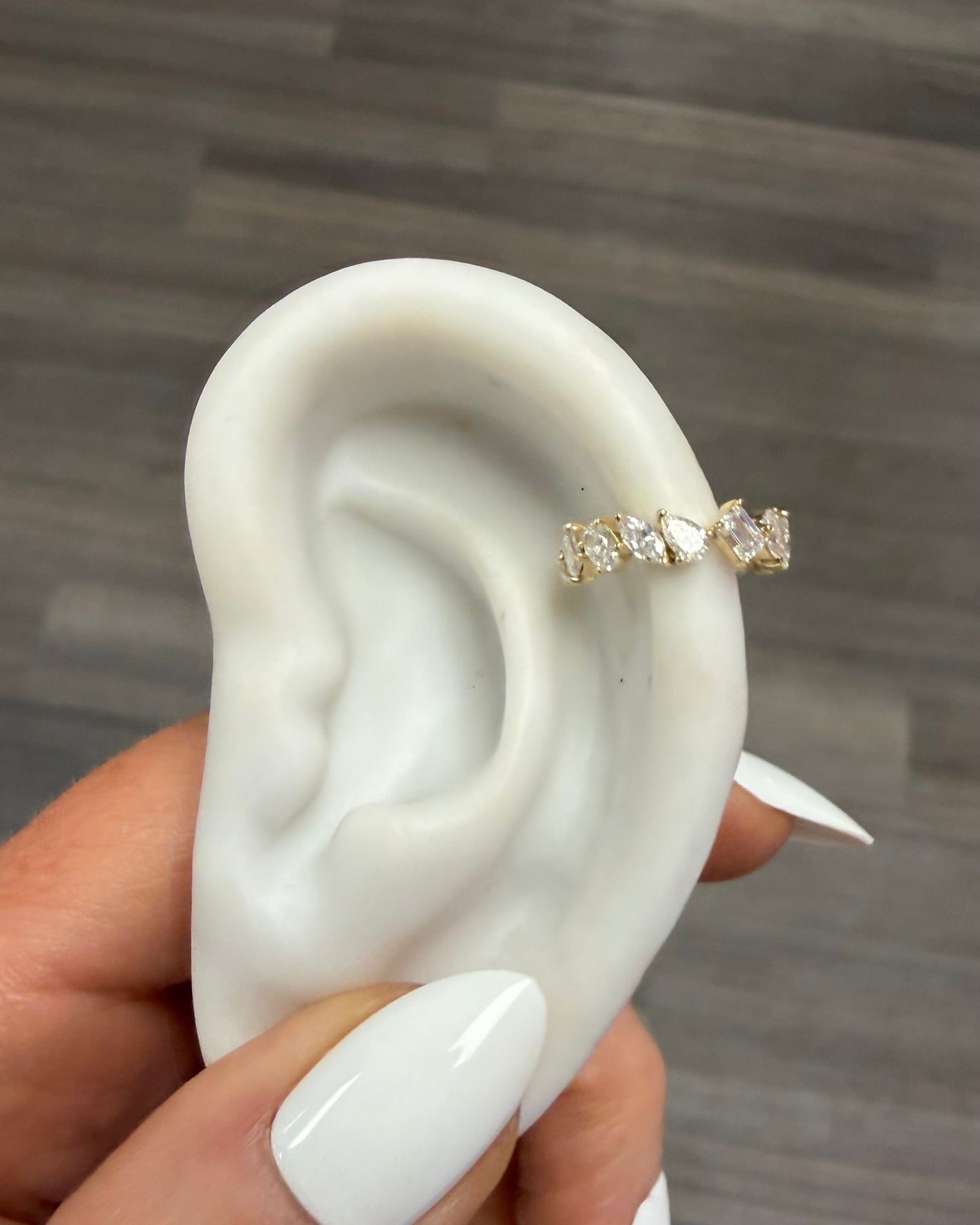 .79 cttw yellow gold multi shape ear cuff