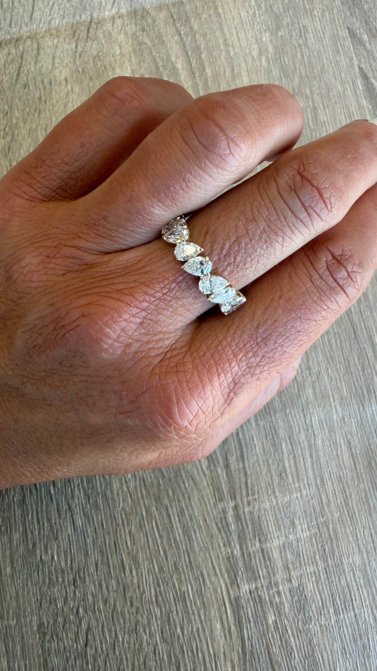 2.77 cttw yellow gold up & down pear eternity band
