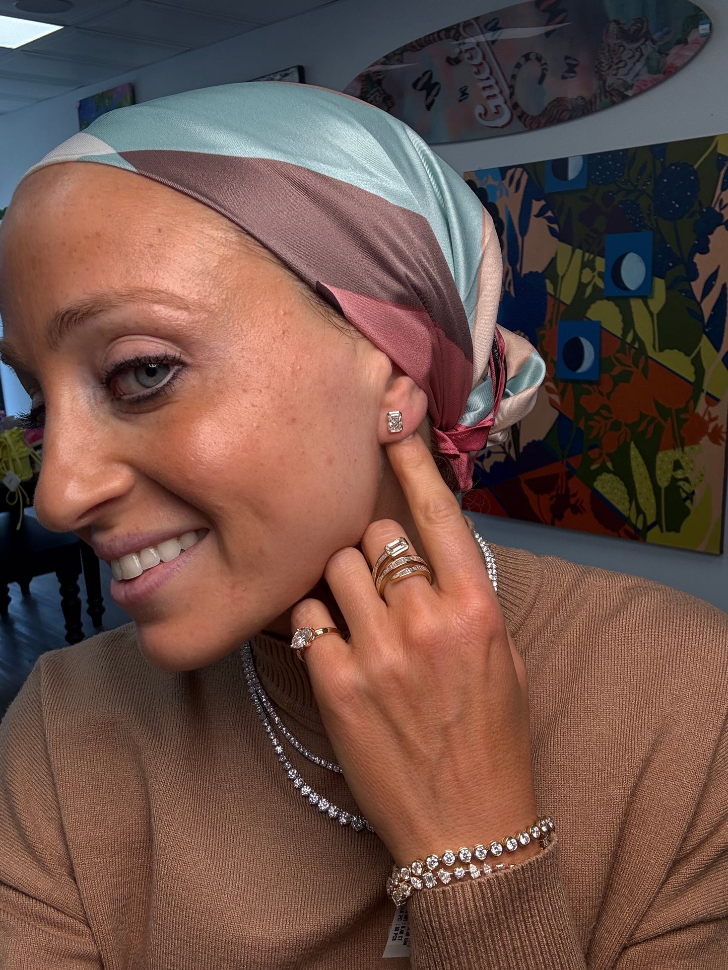 2.12 cttw Half Bezel Radiant Studs