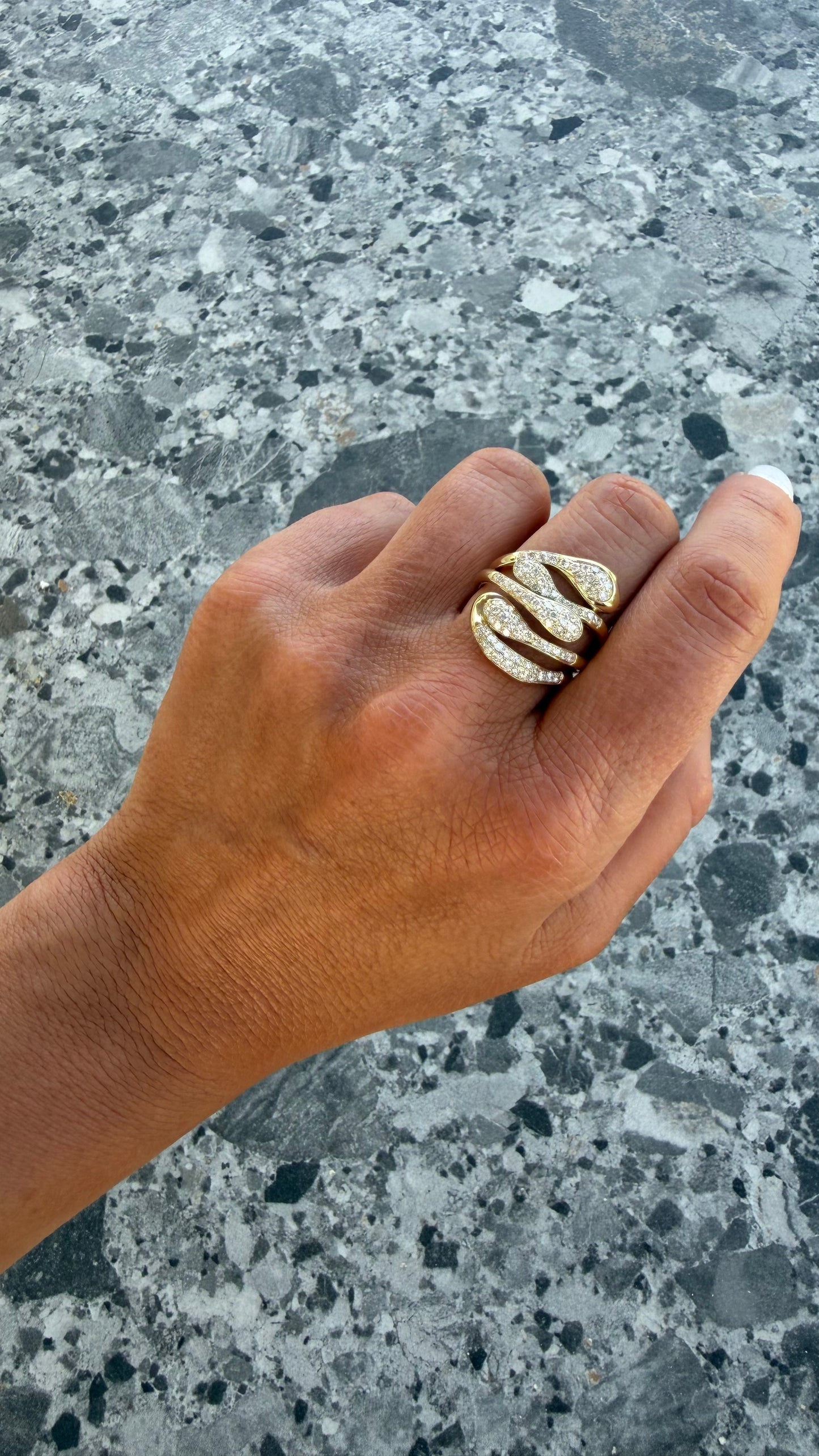 1 cttw chunky 5 row yellow gold ring