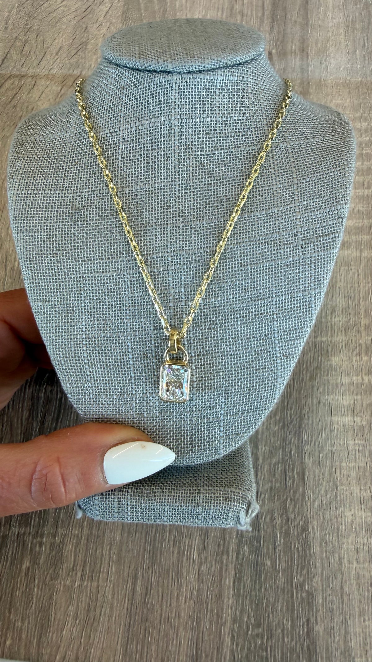 3 ct bezel radiant hanging solitaire necklace
