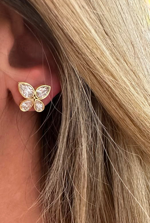 2.66 cttw bezel pear butterfly studs