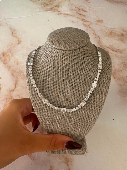 10 cttw tennis necklace with different shapes