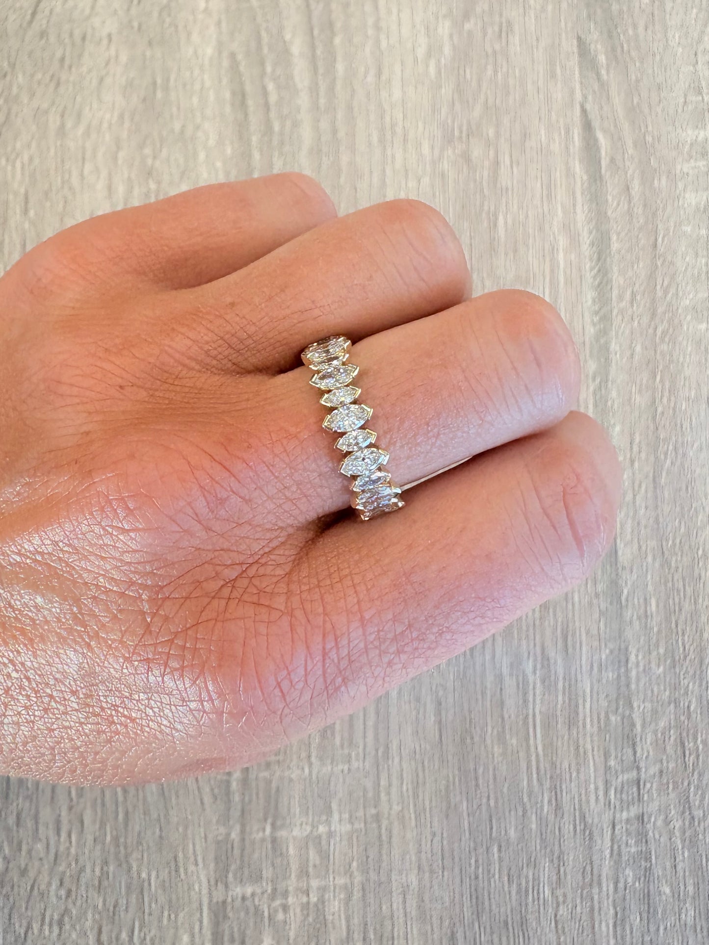 1.5 cttw half bezel marquis eternity band