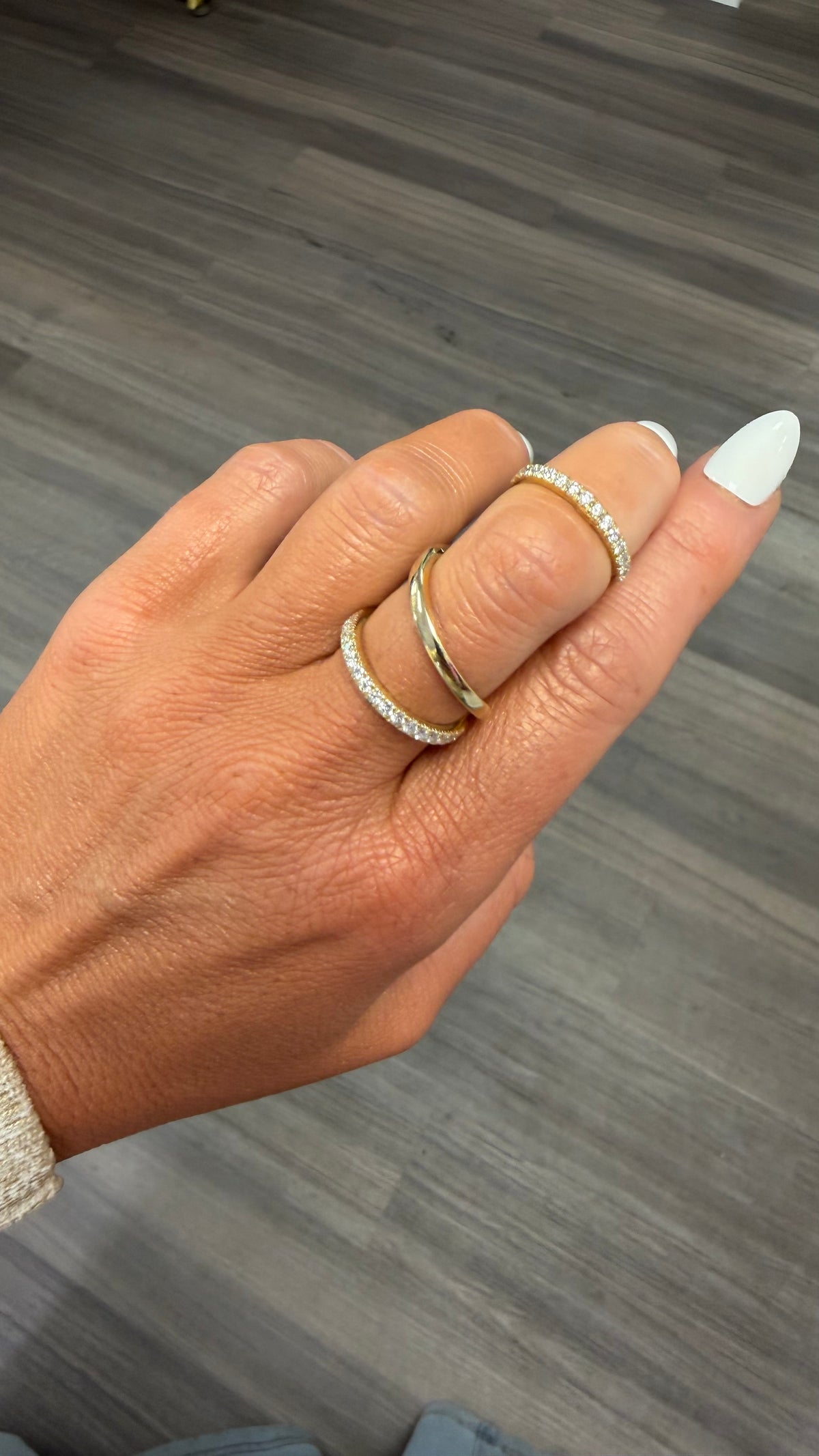 .88 yellow gold 3 row ring