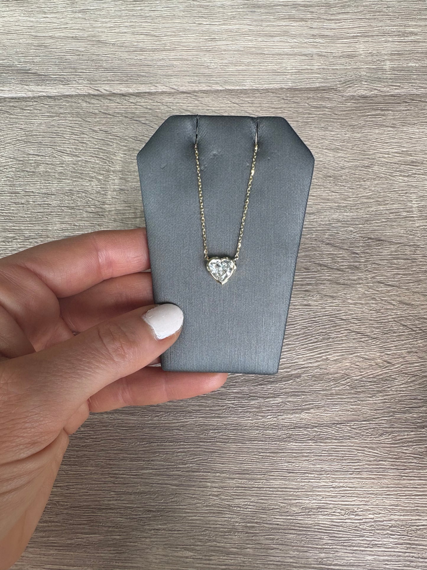 2 ct Bezel Heart Solitaire Necklace