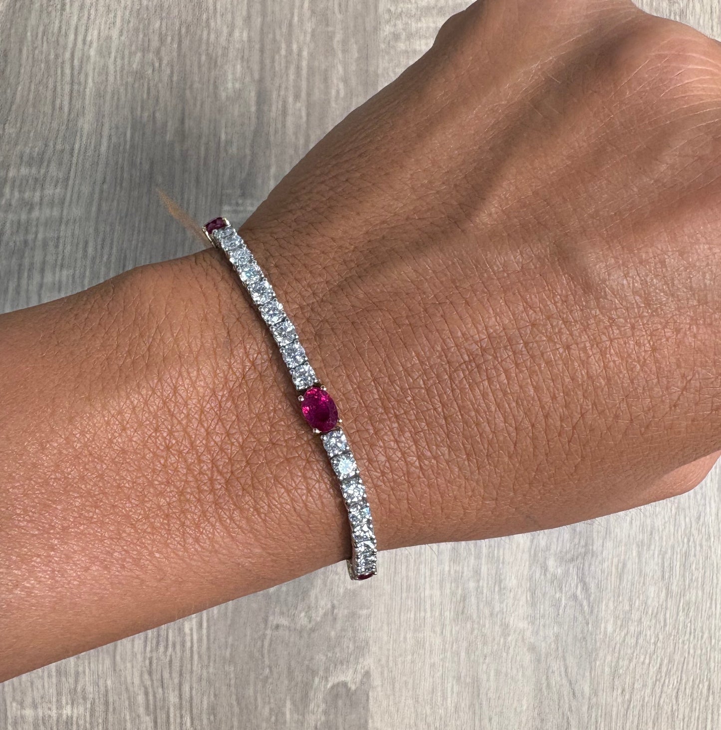 9.18 cttw Tennis With Oval Ruby Stations