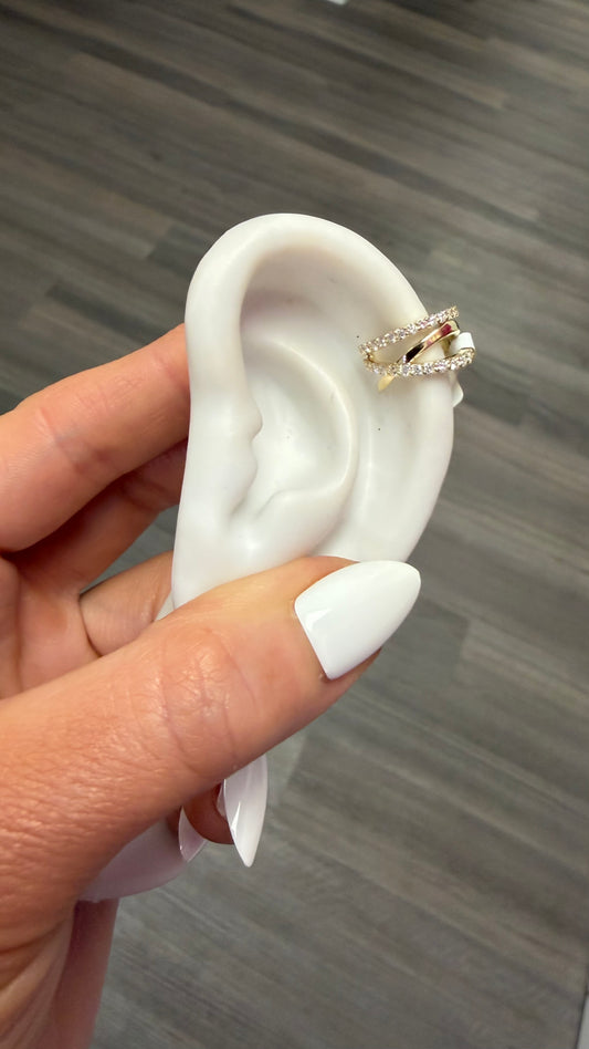 .62 cttw yellow gold 3 row ear cuff