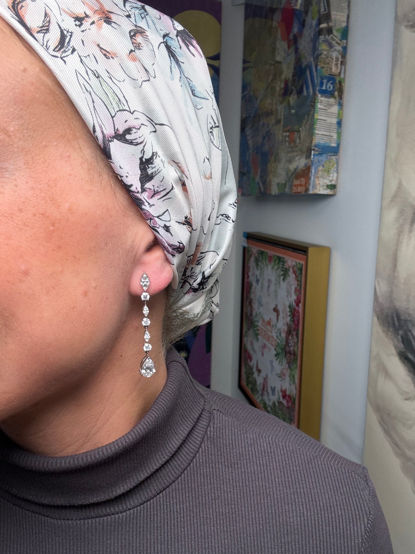 5.77 cttw marquis & round earrings with pear drop