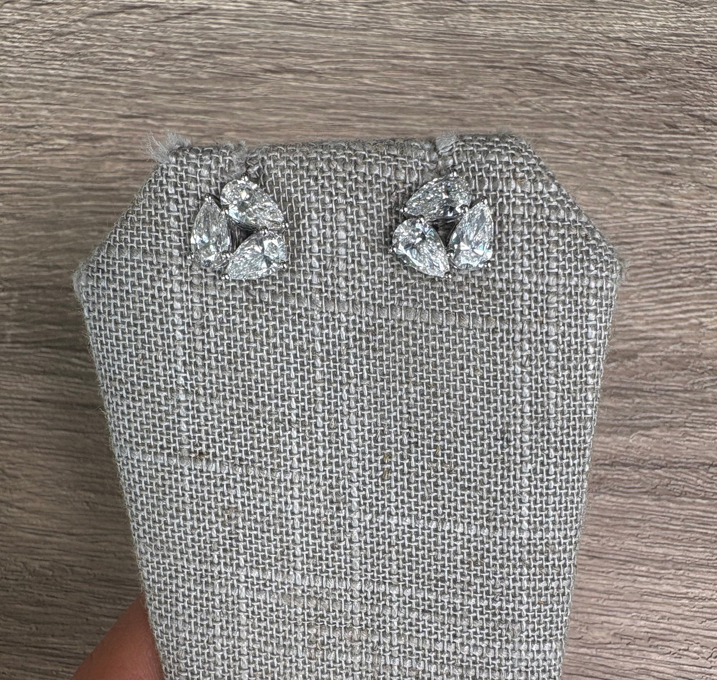 3.5 cttw 3 Stone Pear Earrings