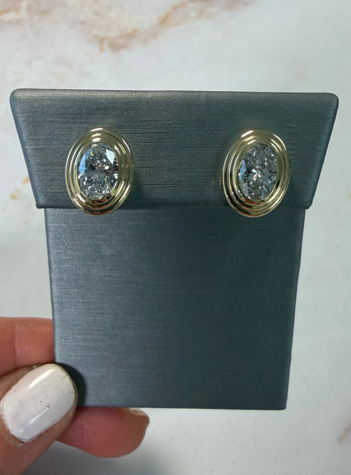 2.14 cttw triple bezel oval studs