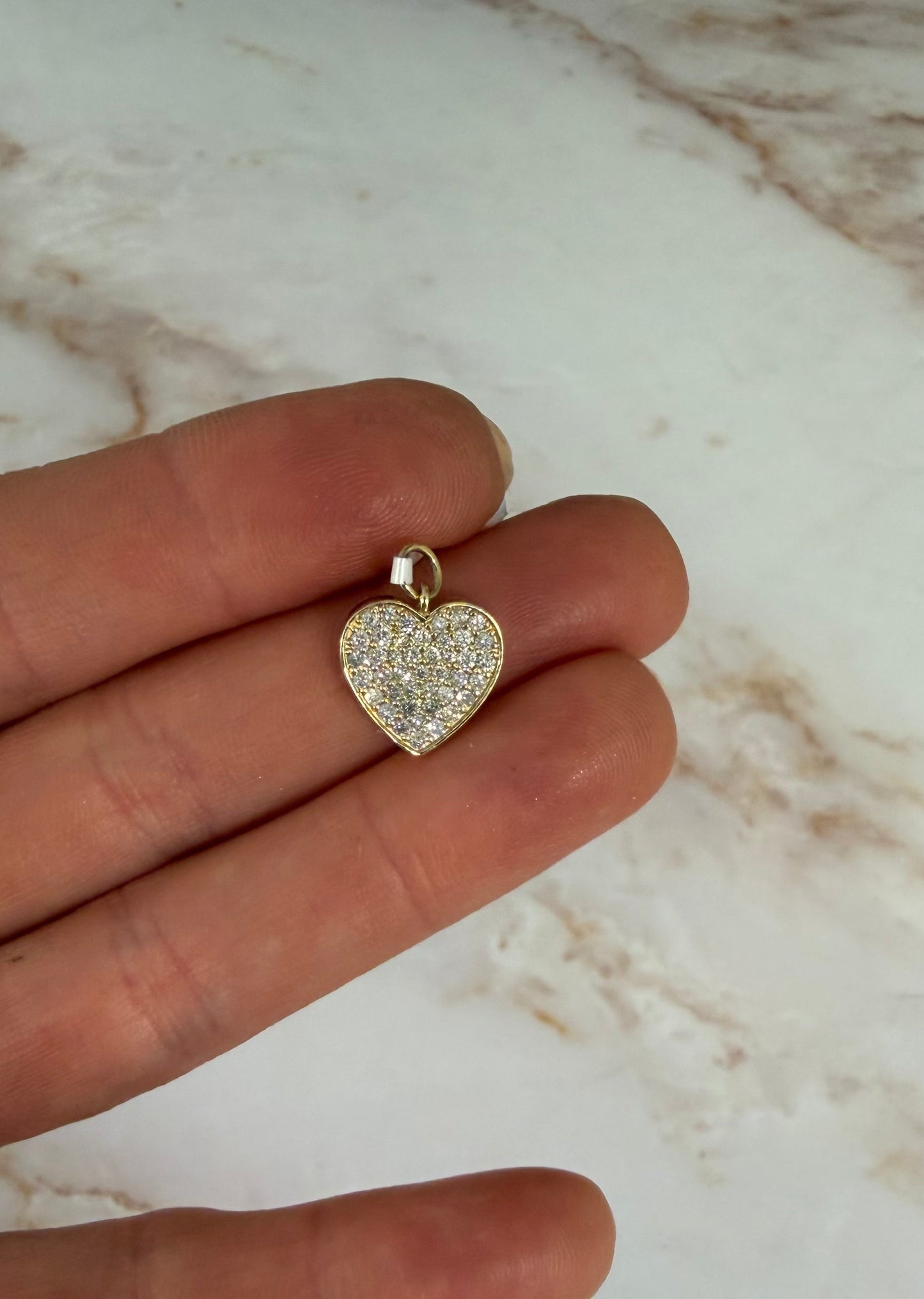 .5 cttw yellow gold pave heart charm