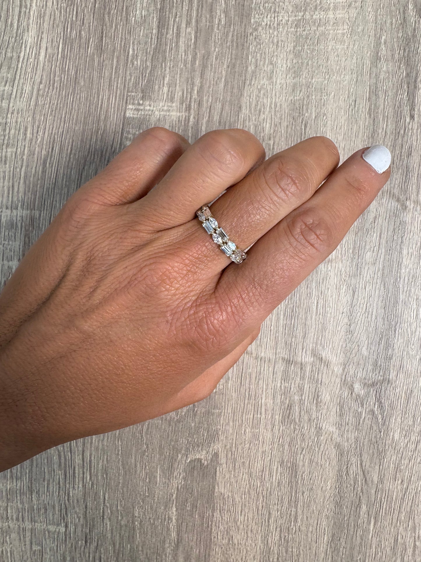 1.11 cttw 2 Row Baguette & Marquis Eternity Band Yellow Gold