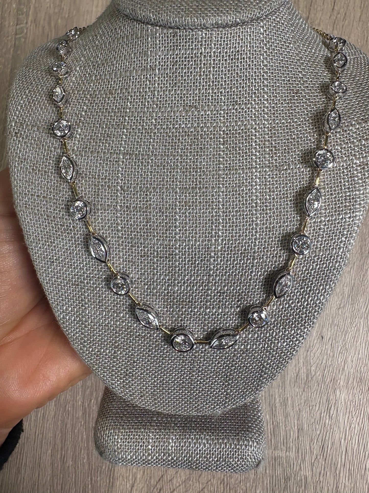 5.30 cttw Round & Marquis Bezel Necklace