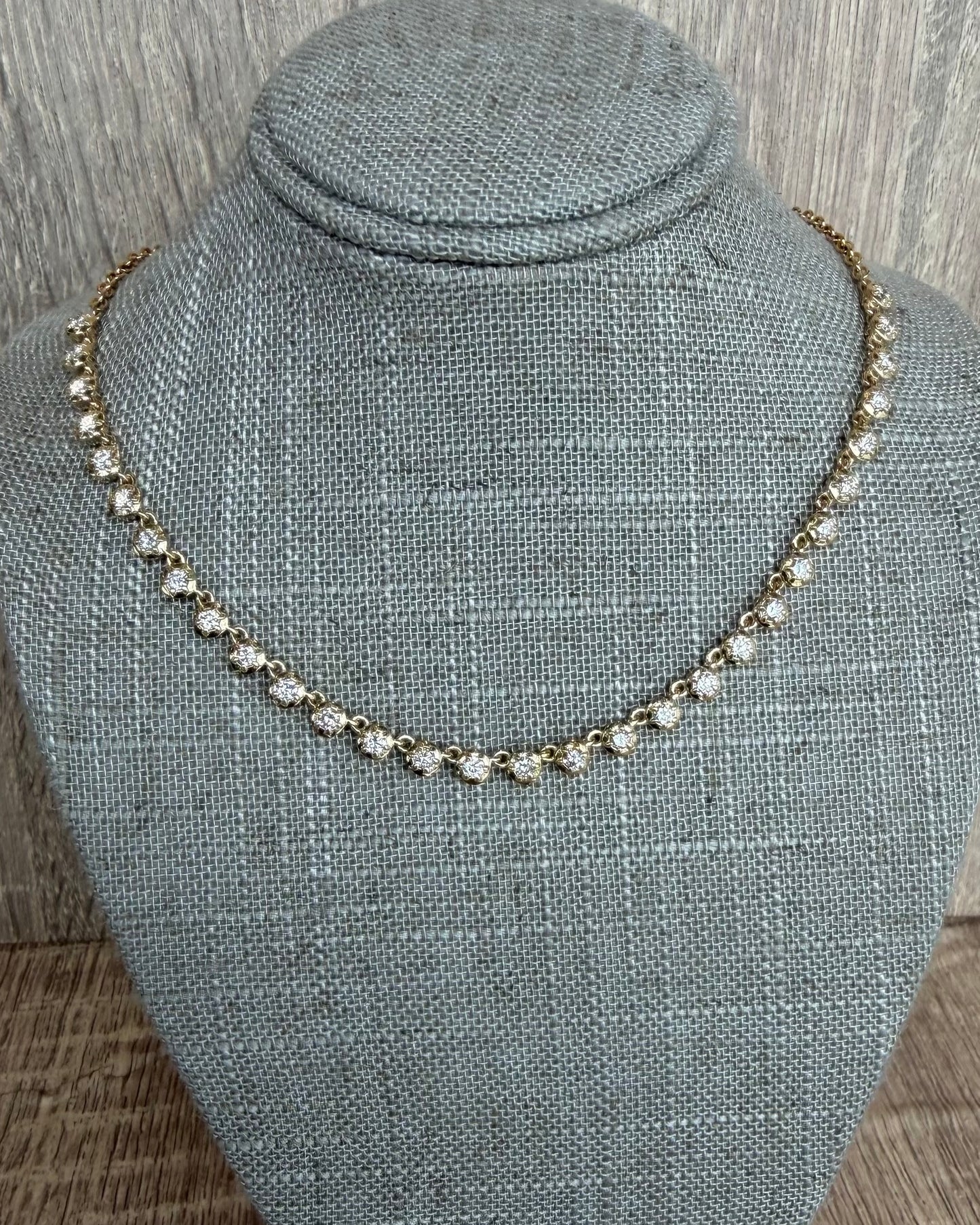1.59 cttw halfway round bezel tennis necklace