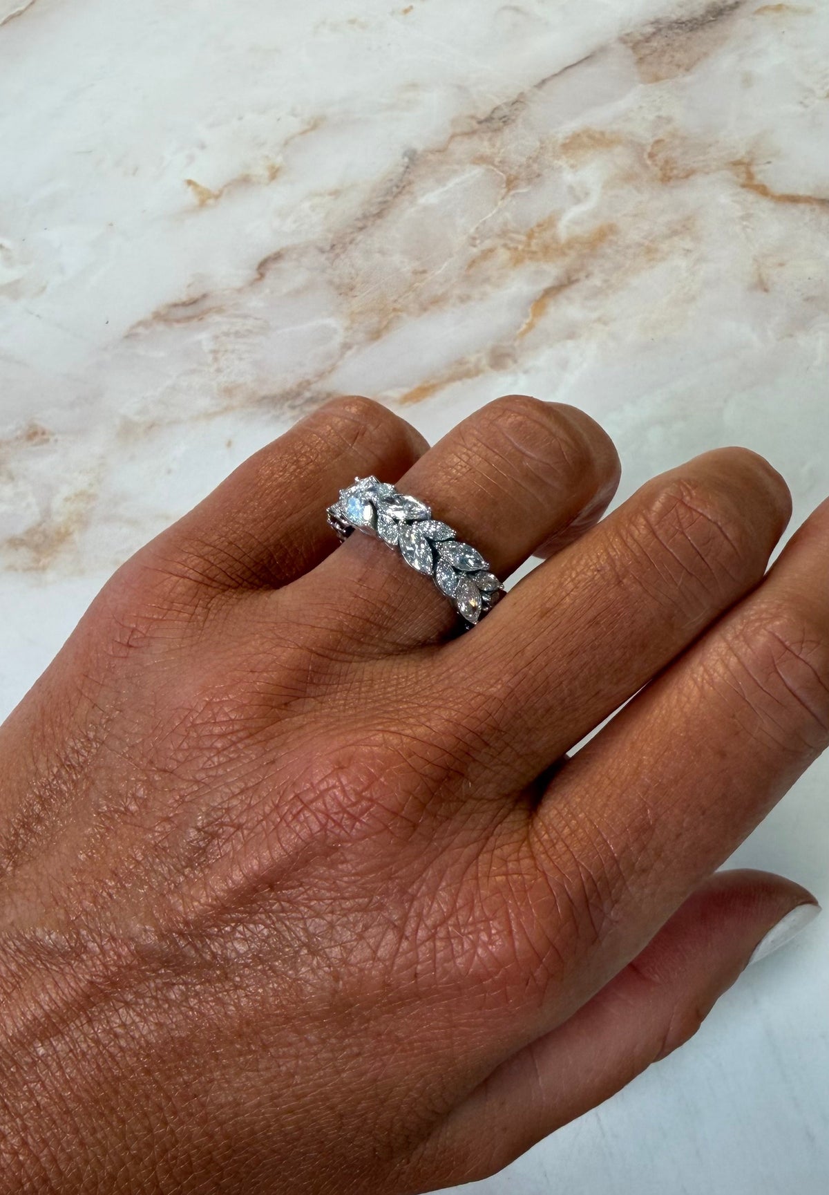 4.46 cttw leaf style pear diamond ring