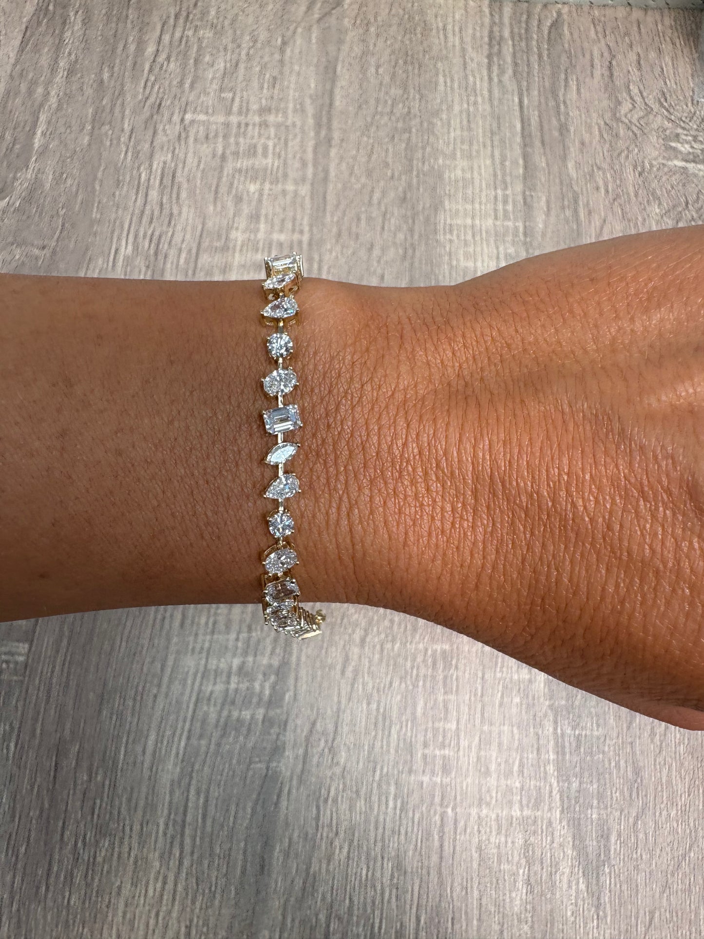 7.17 cttw Yellow Gold Multi Shape Tennis