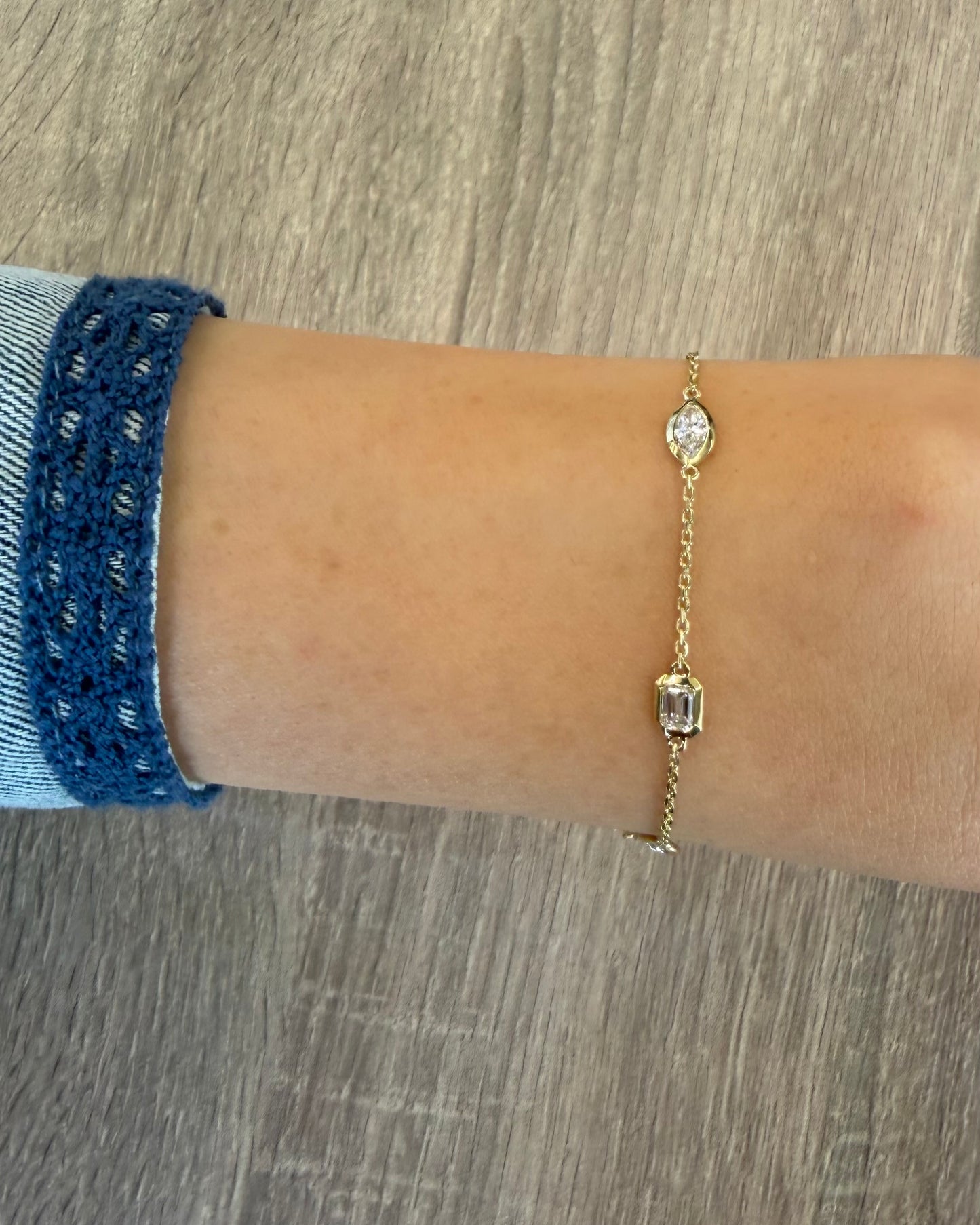 1.1 cttw marquis & emerald bezel diamond by the yard bracelet