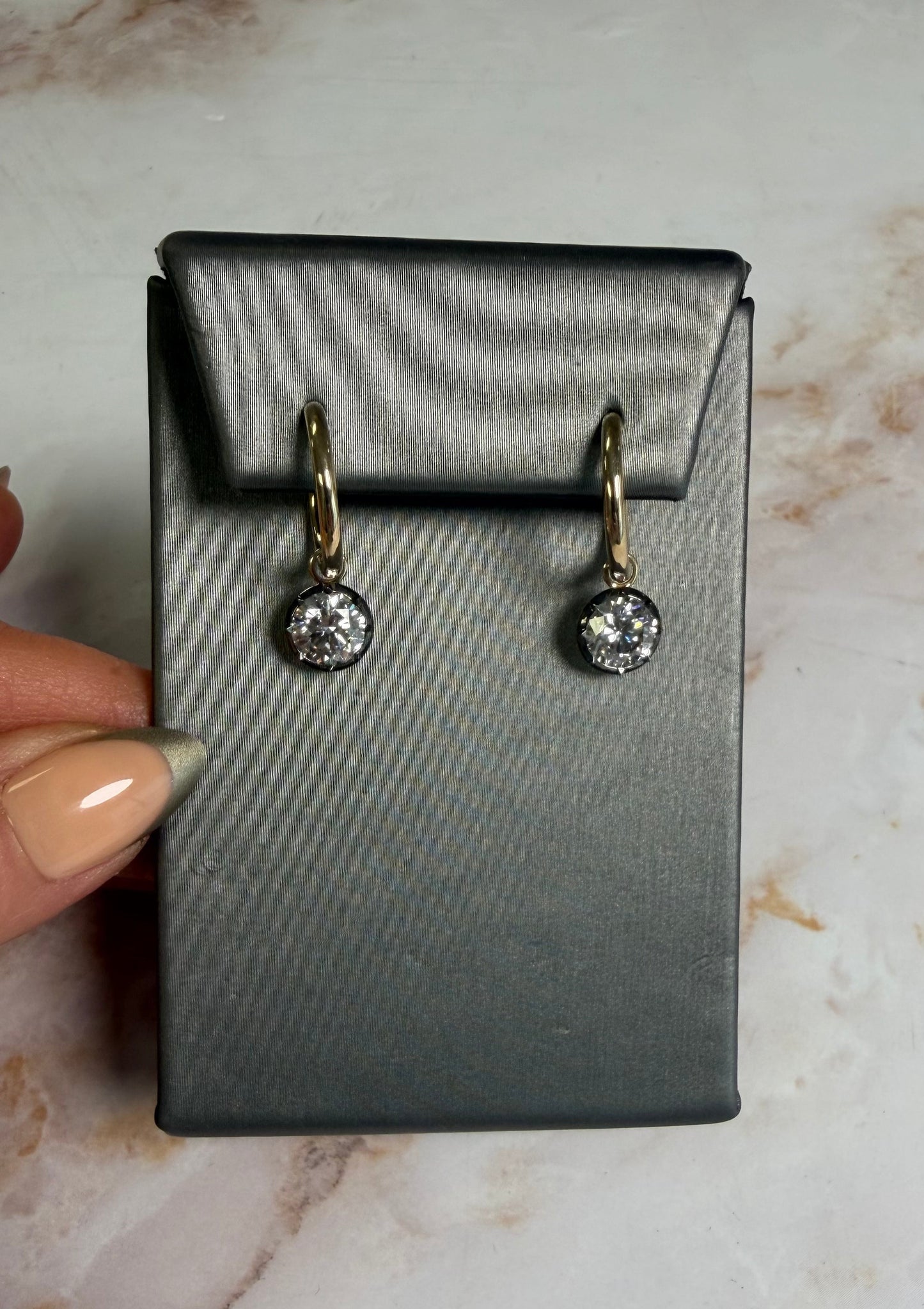 3 cttw black rhodium set drop earrings