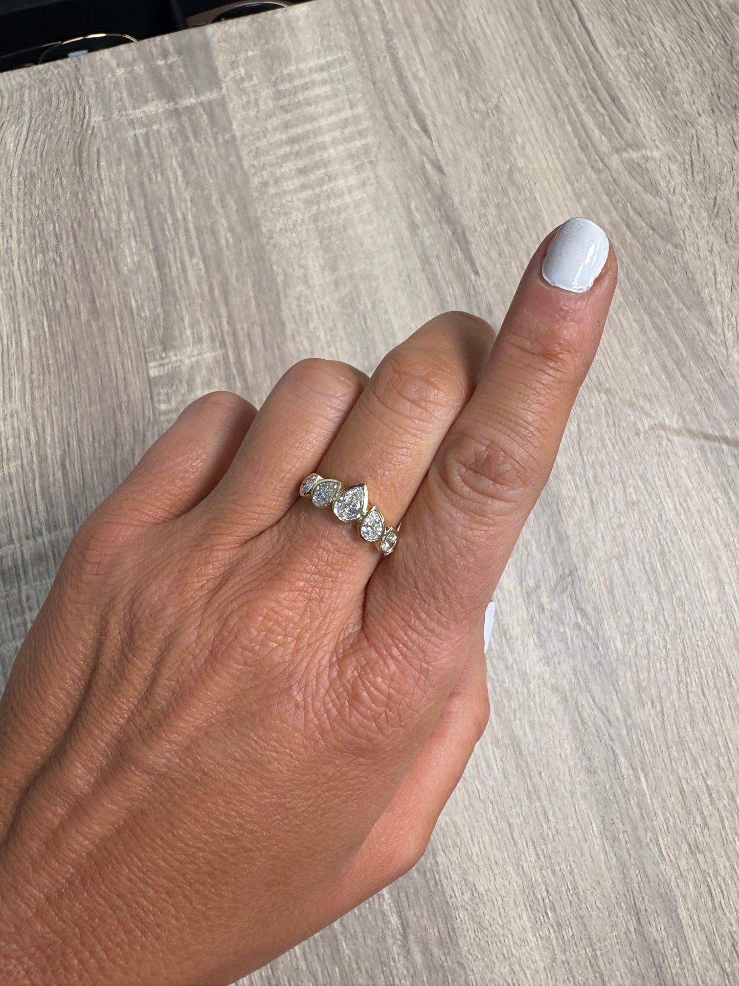 1 cttw Graduating Bezel Pear Halfway Eternity Band