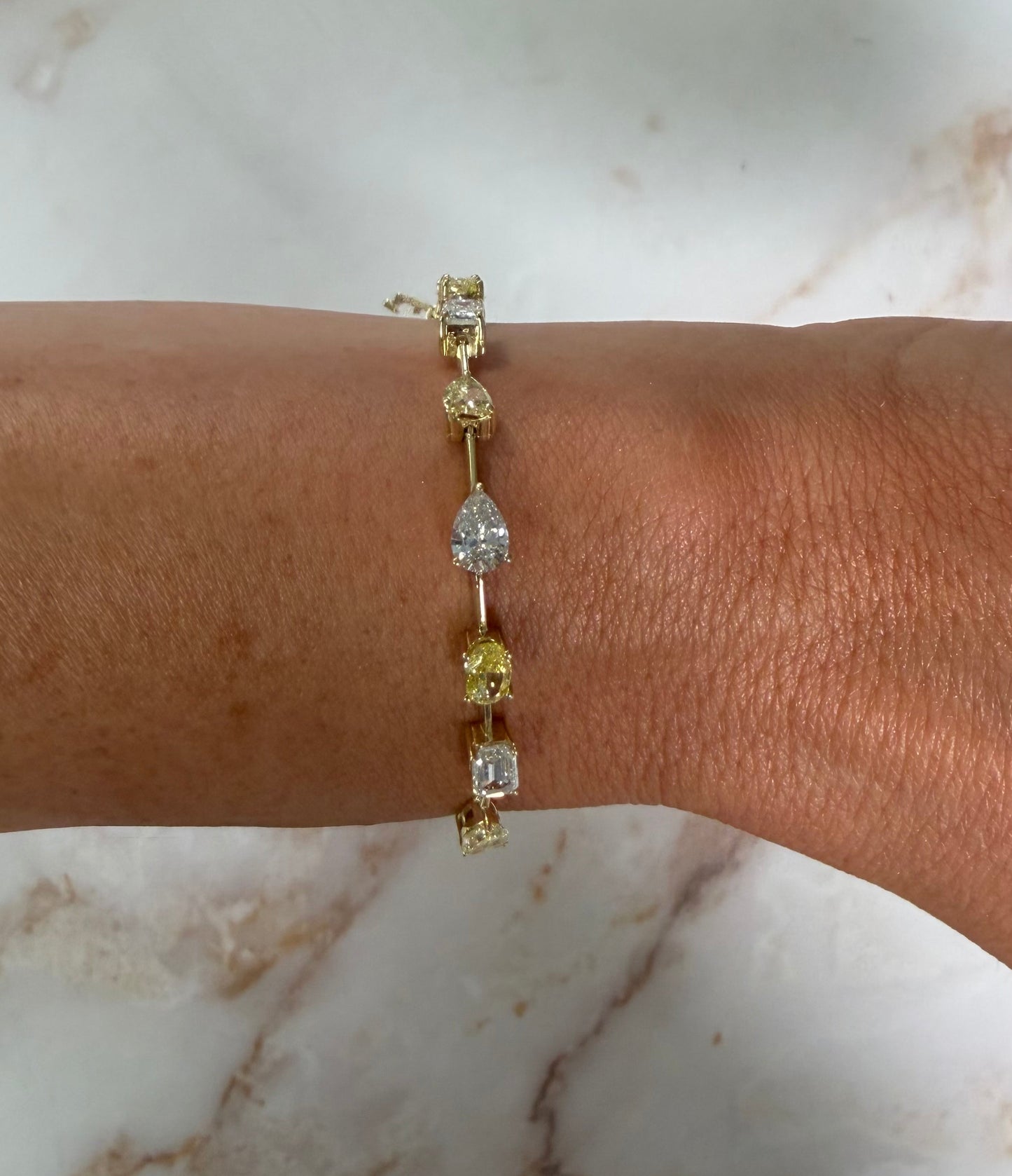 8.5 cttw multi shape yellow & white diamond bracelet