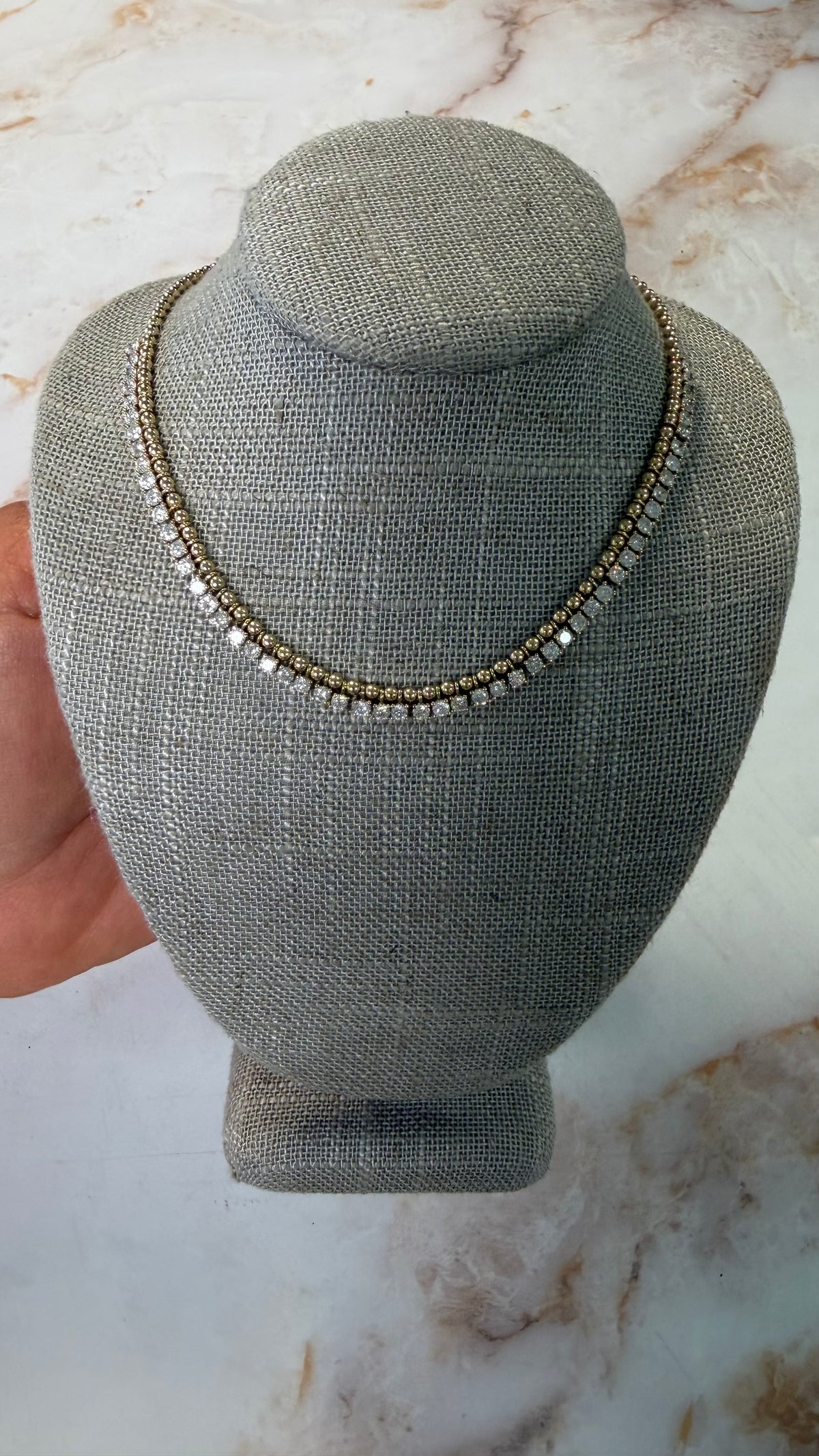 2.37 cttw 2 row necklace- ball chain + tennis