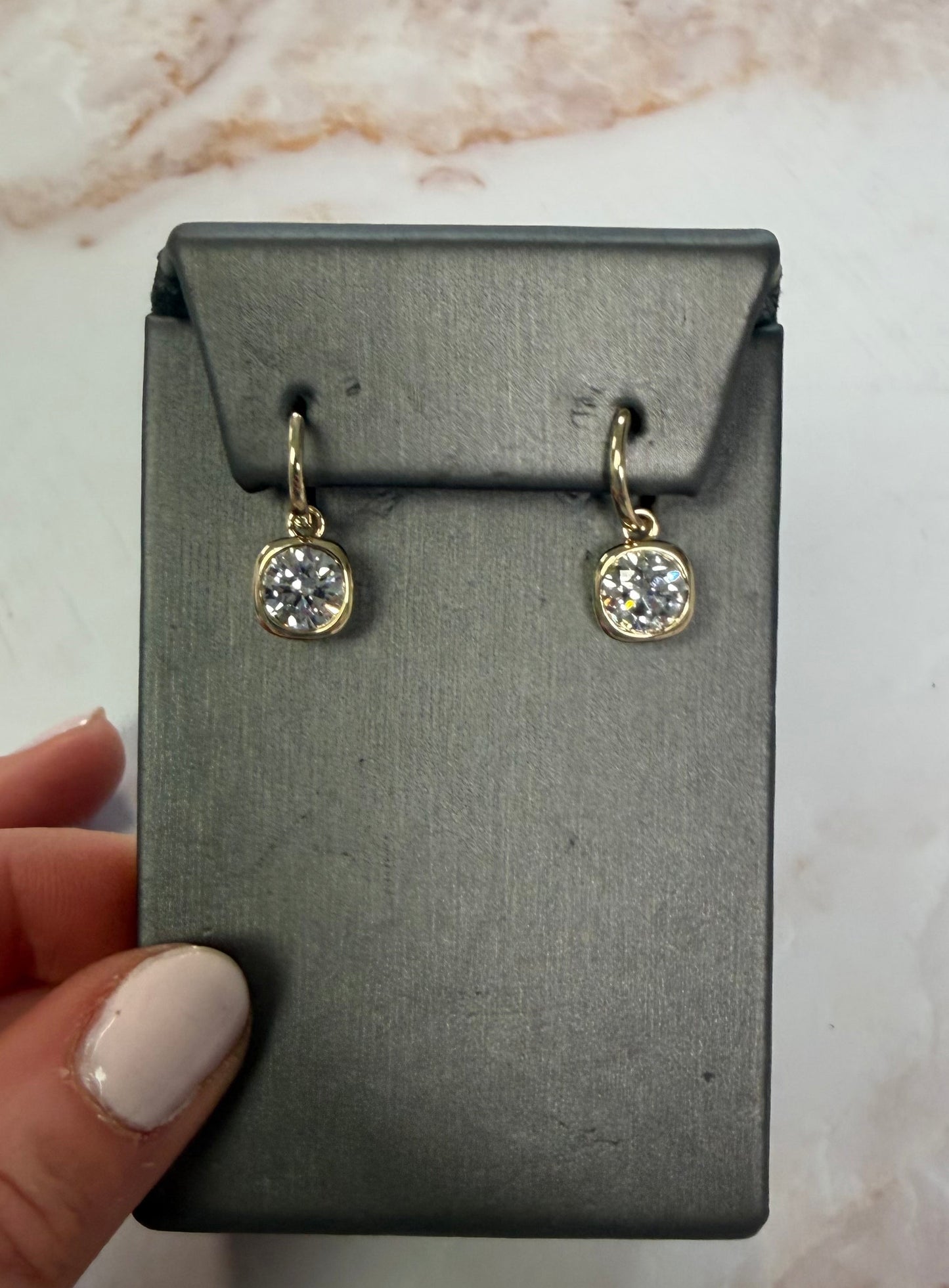 4 cttw hanging cushion bezel earrings