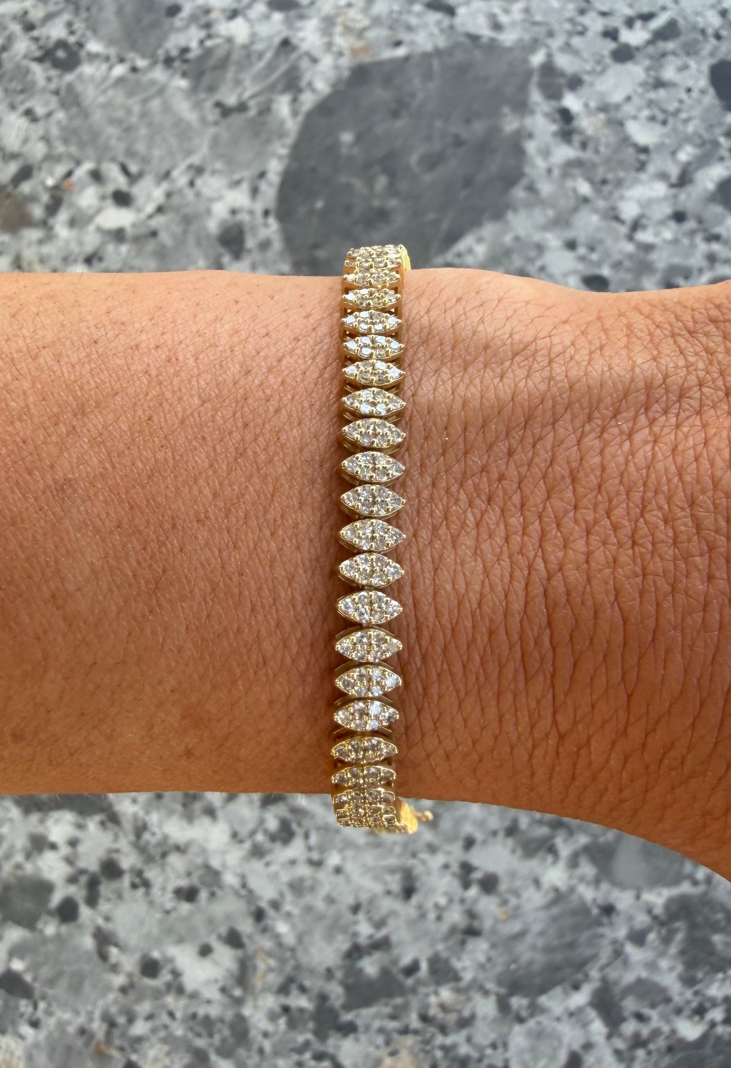2.5 cttw natural diamond yellow gold Marquis tennis bracelet
