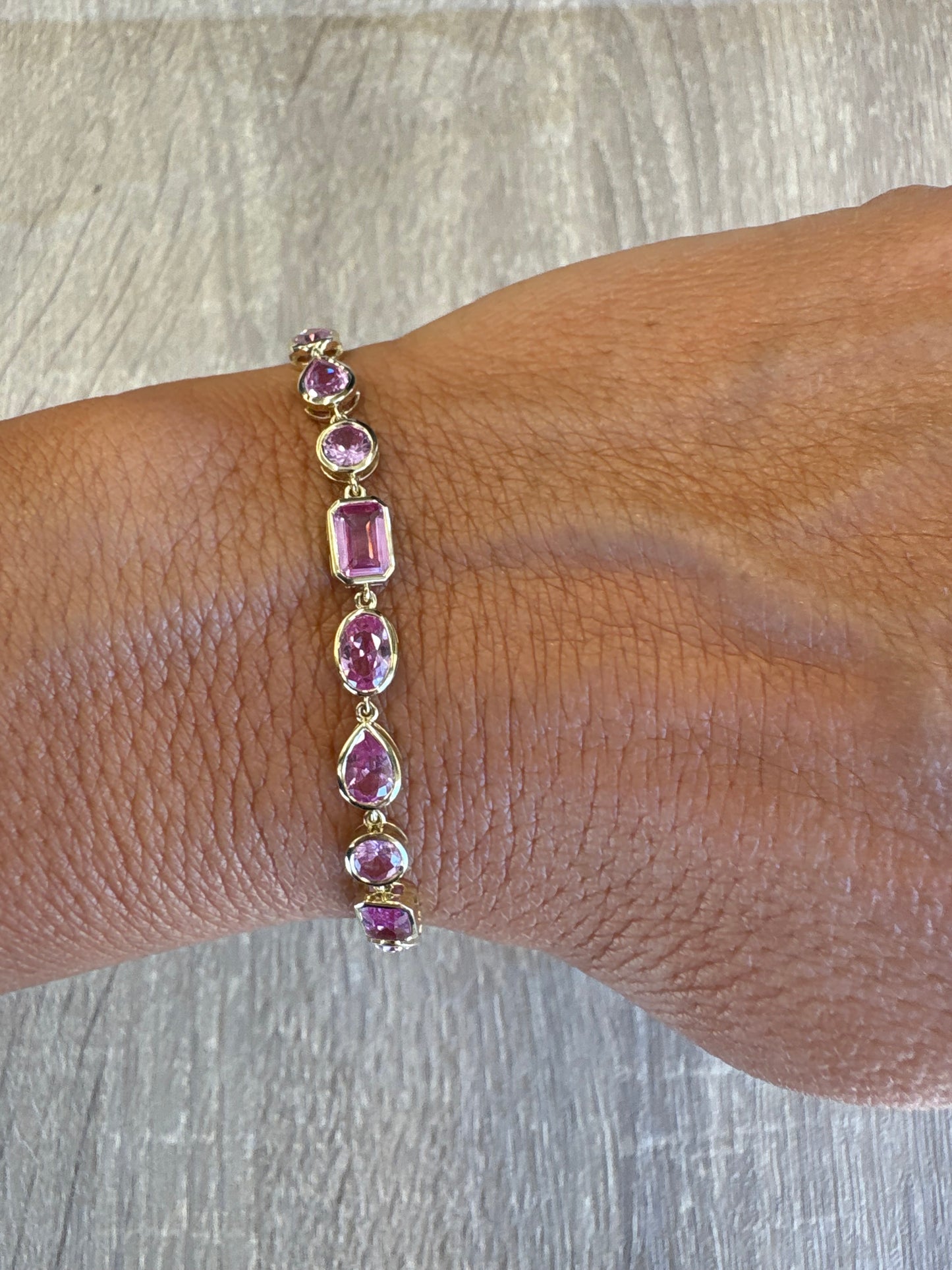9 cttw pink diamond bezel multi shape bracelet