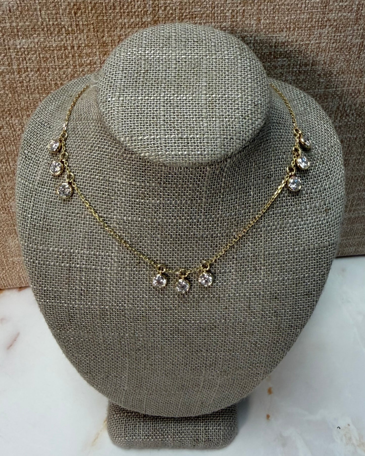 2 cttw necklace with hanging bezel rounds