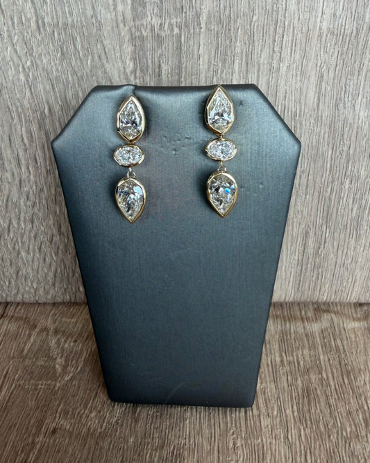 6.31 cttw bezel pear oval pear earrings