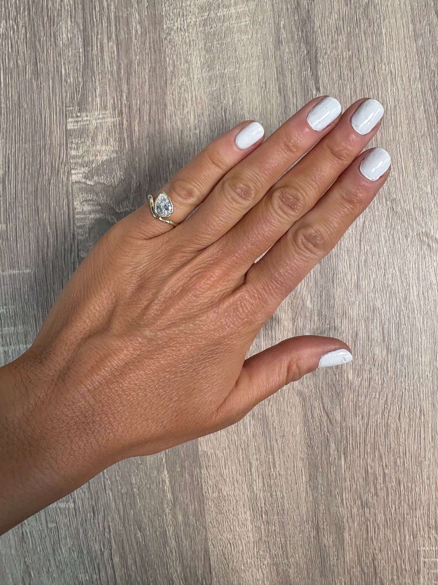 1 ct Bezel Pear Yellow Gold Ring