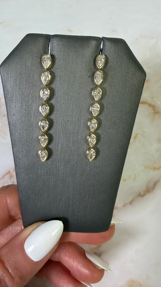 2.4 cttw bezel pear drop earrings
