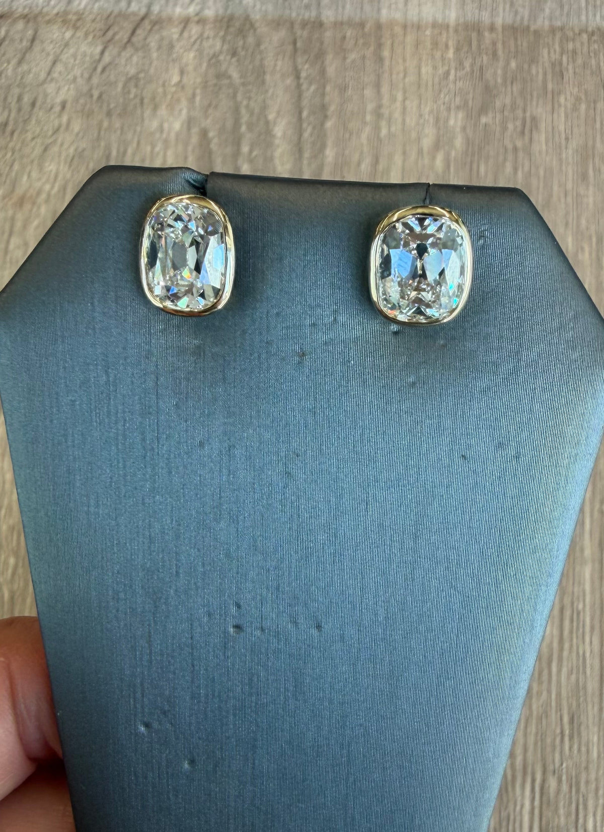 6.15 cttw antique bezel cushion cut studs