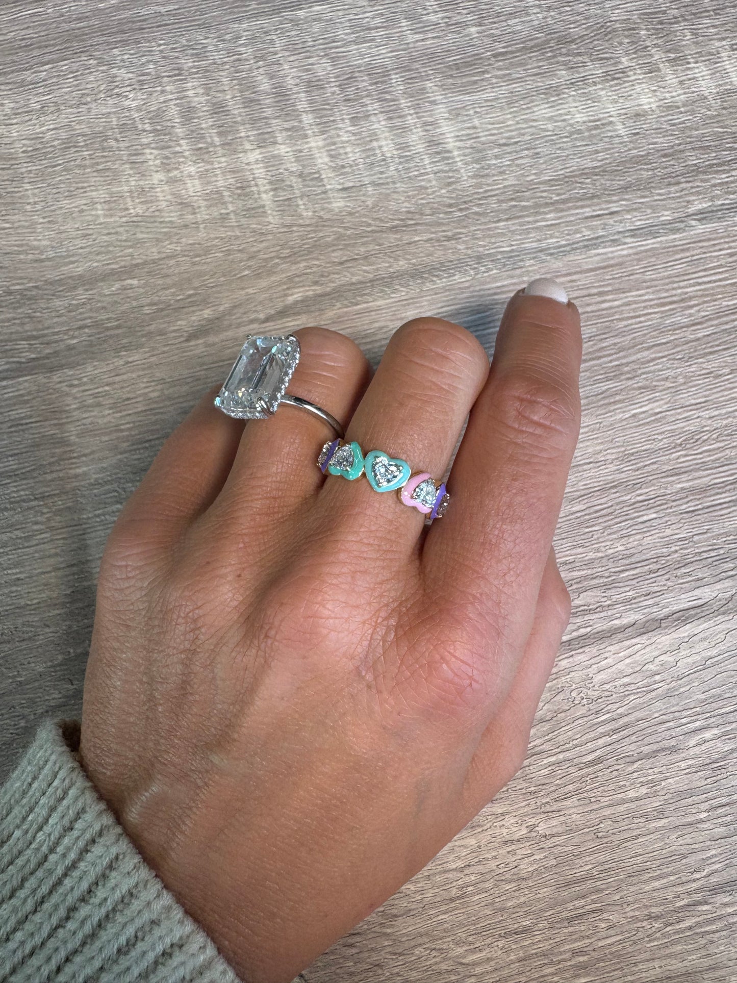 1.29 cttw Up & Down Colorful Heart Ring