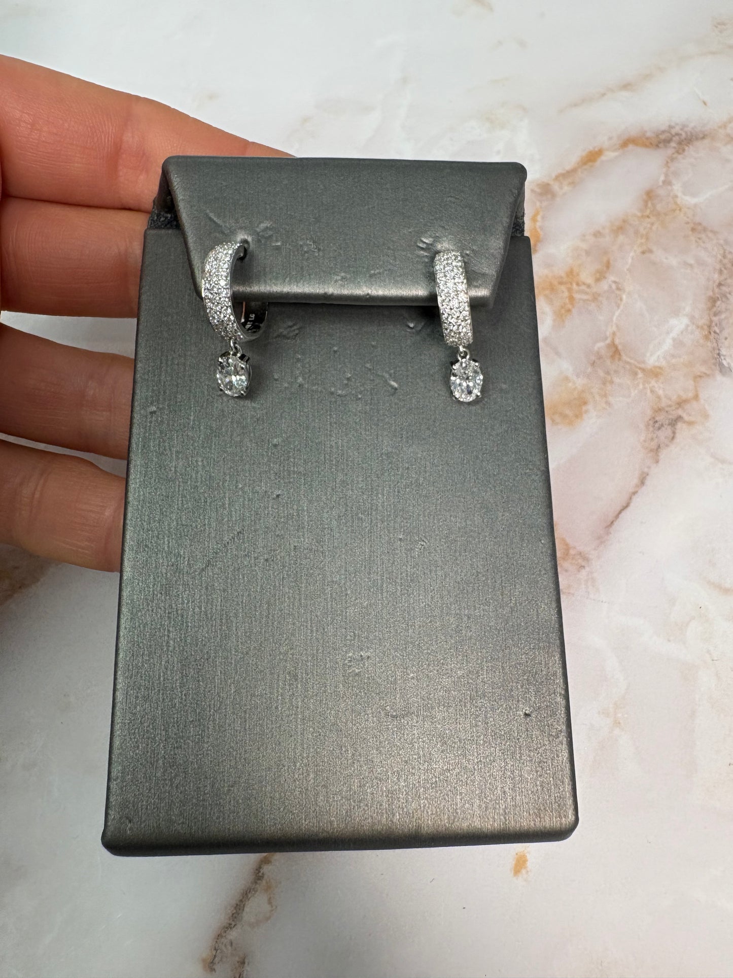 1.63 cttw pave huggies with oval drop