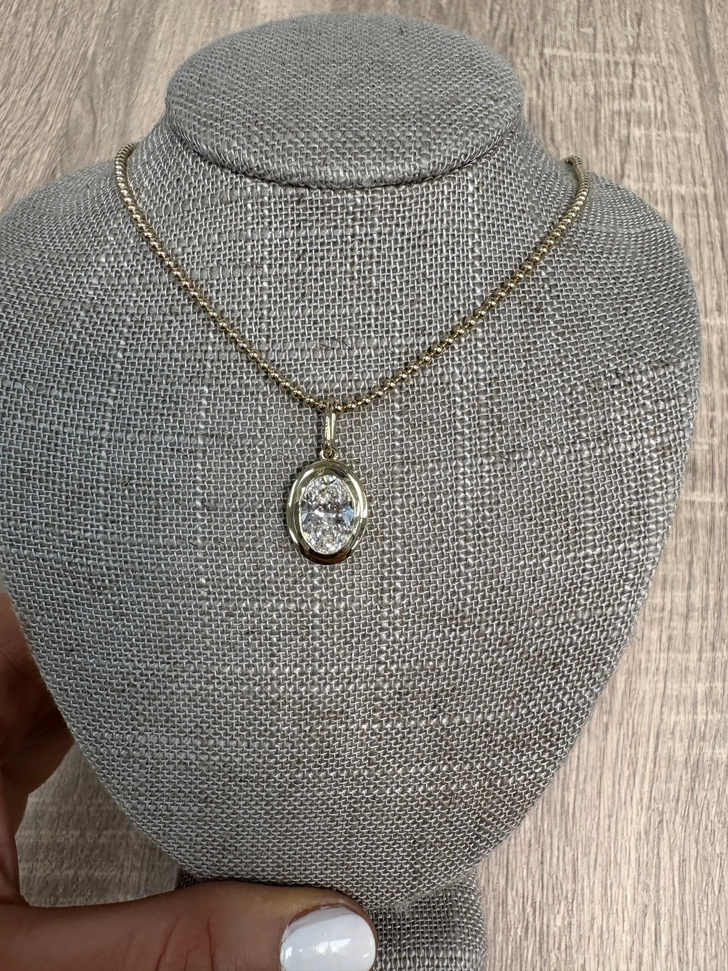 2 ct Double Bezel Oval on Ball Chain