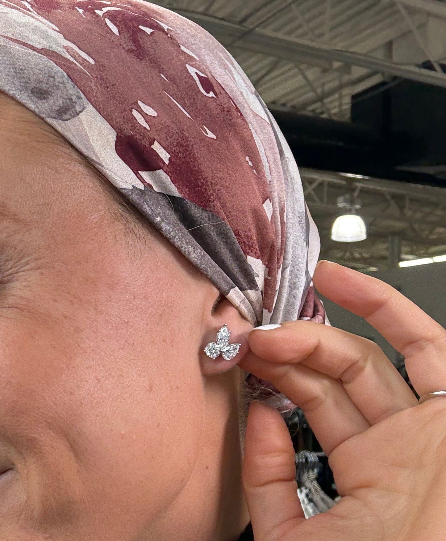 3 cttw 3 Stone Studs Pear, Marquis & Round