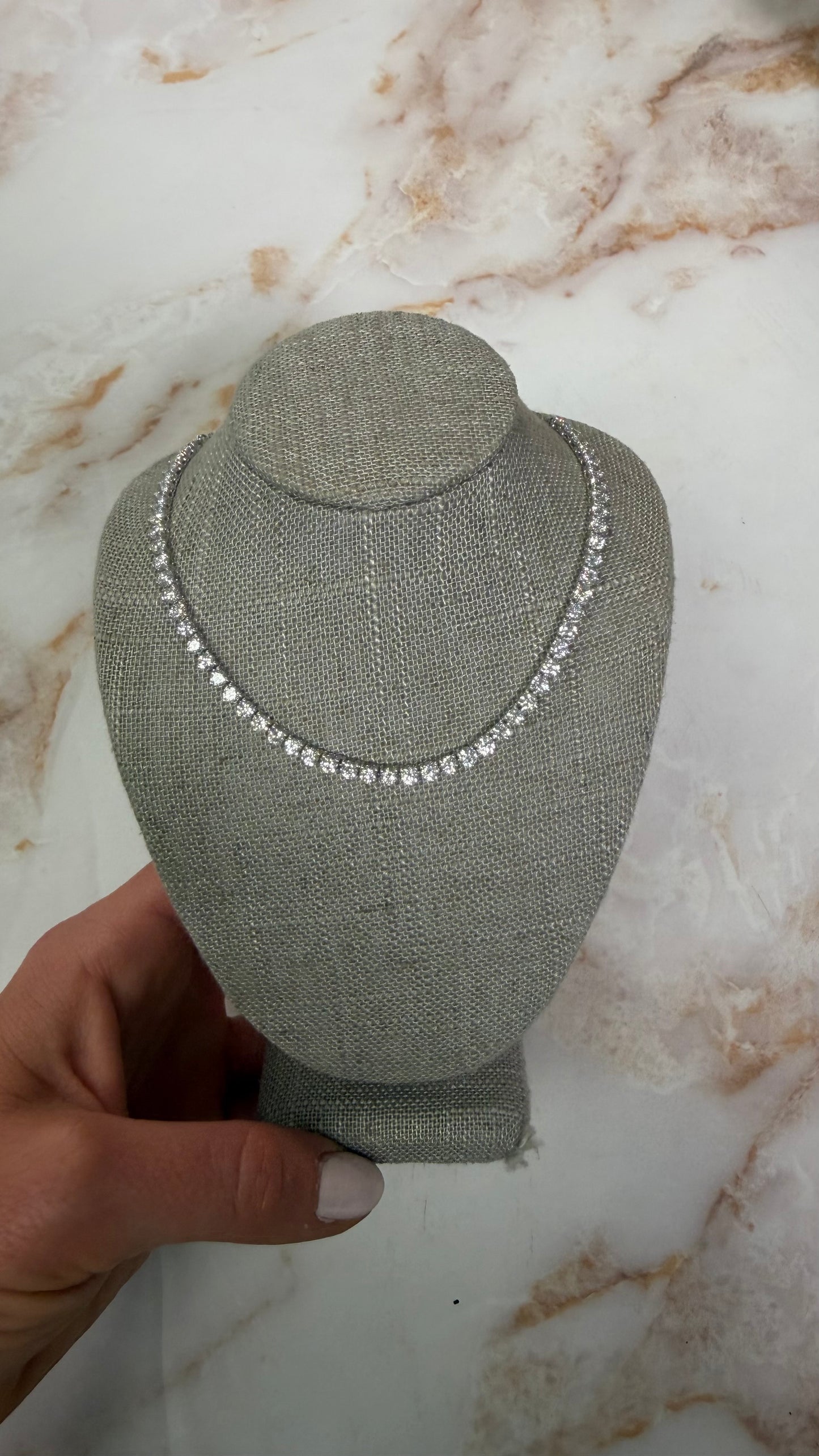 6.4 cttw halfway tennis necklace