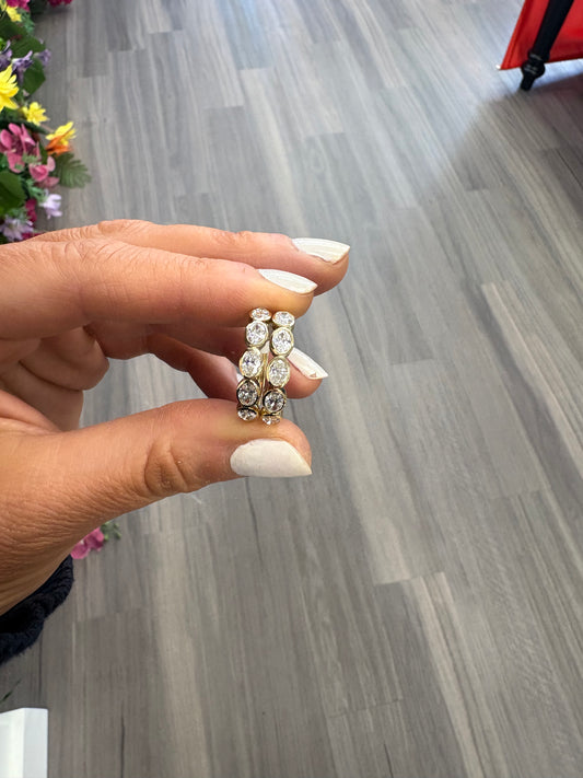 2.15 cttw Bezel Oval Halfway Hoops