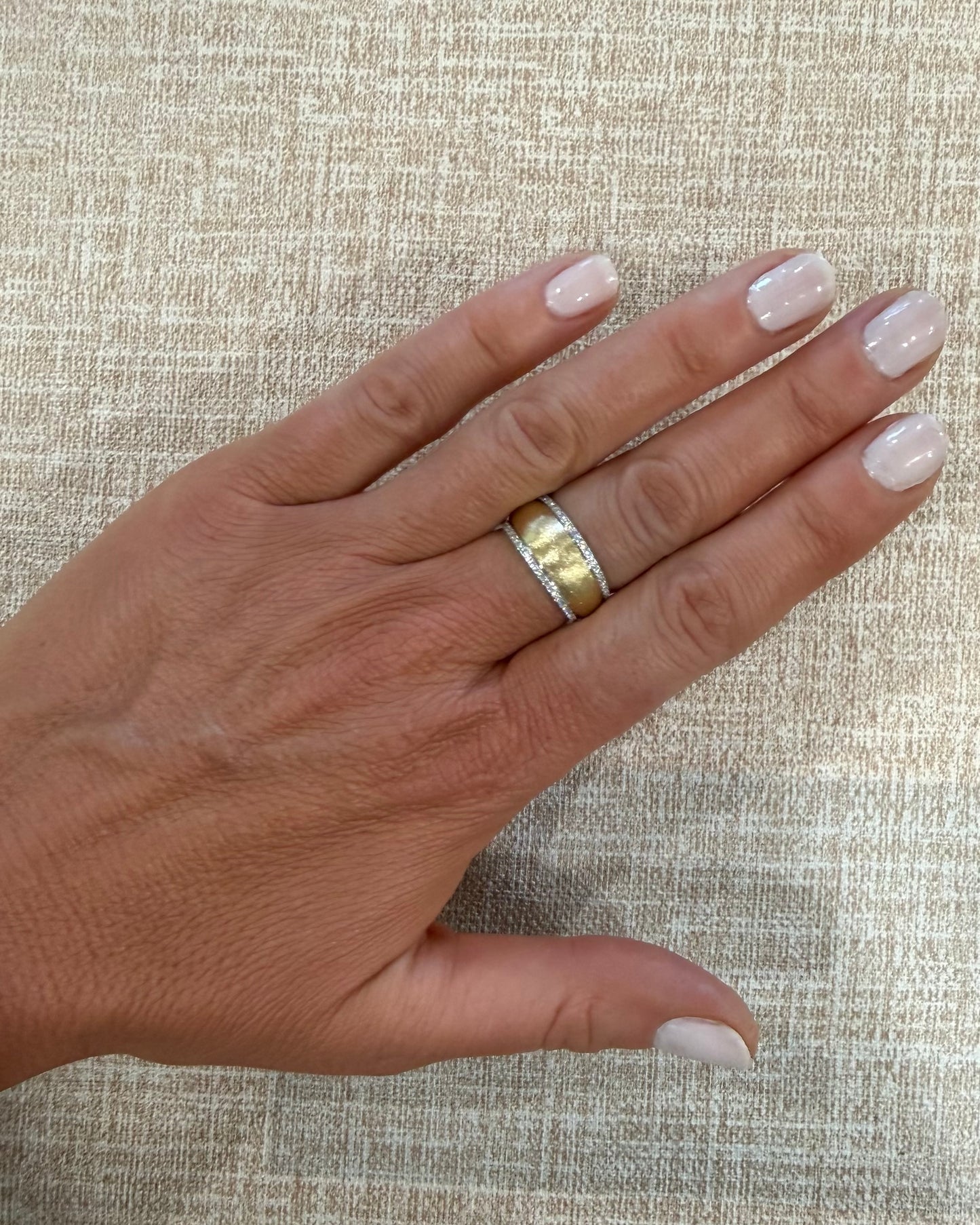 .27 cttw gold ring with natural pave diamonds on top & bottom