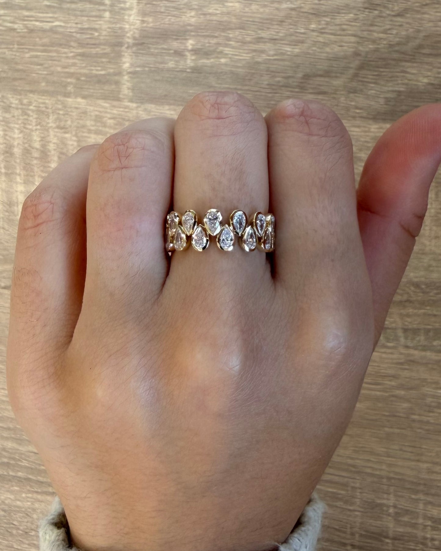 2.27 cttw 2 row bezel pear ring