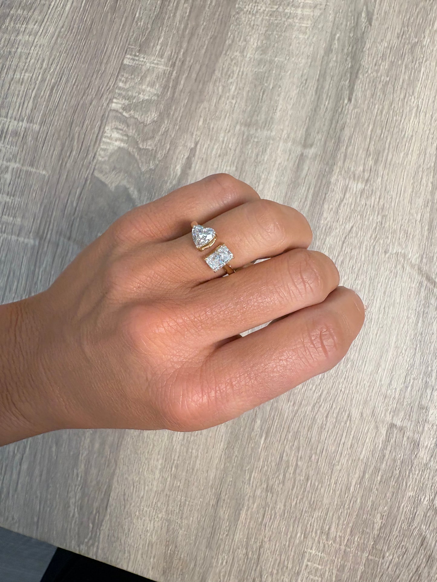 2.25 cttw Yellow Gold Radiant and Heart Wrap Ring