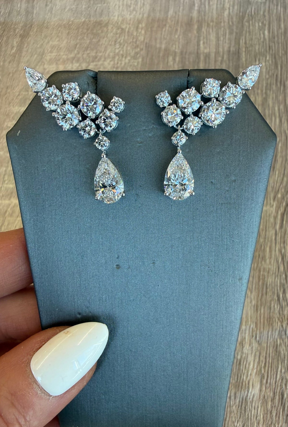 7.89 cttw crawler style earrings with pear drop