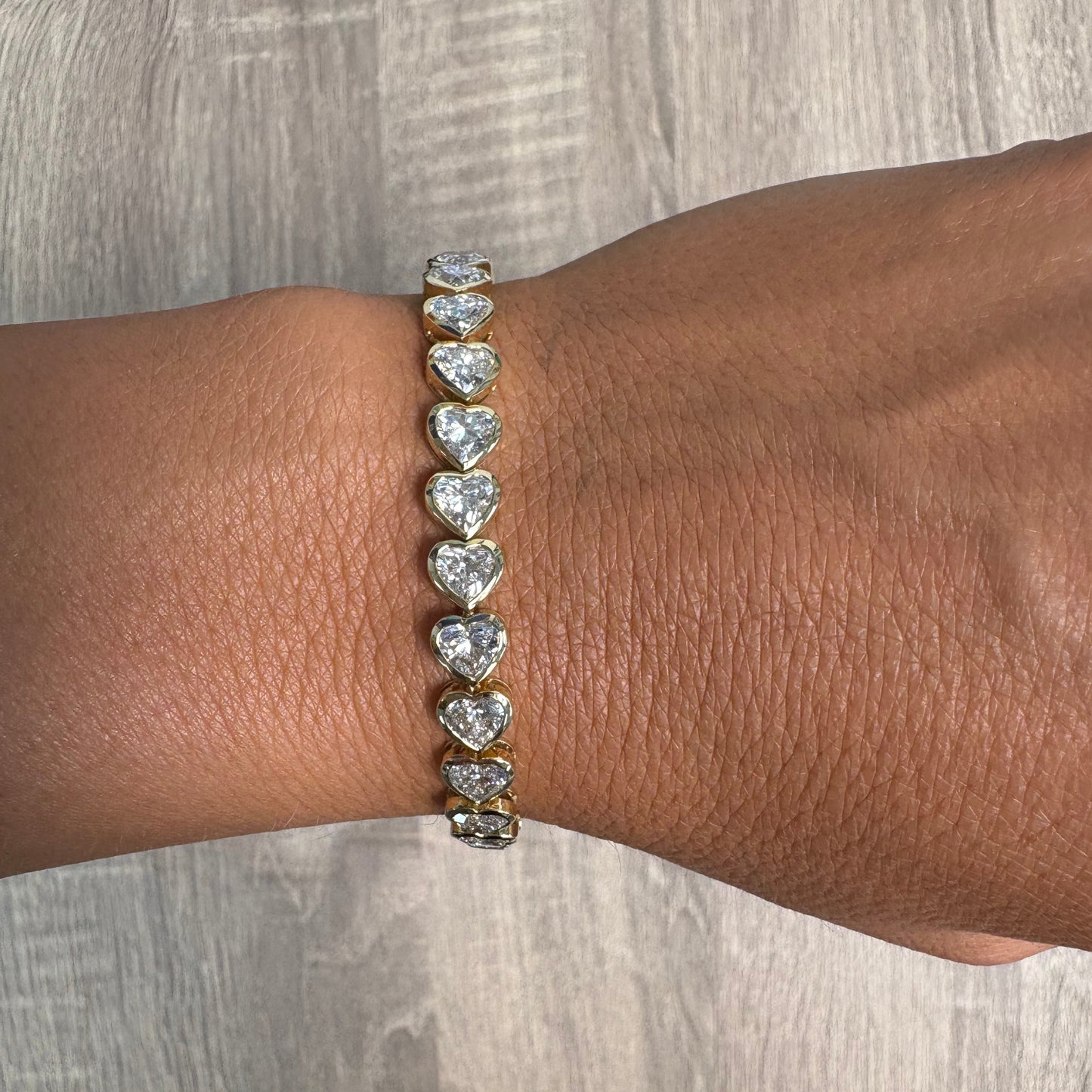 15.87 cttw Bezel Heart Tennis Bracelet