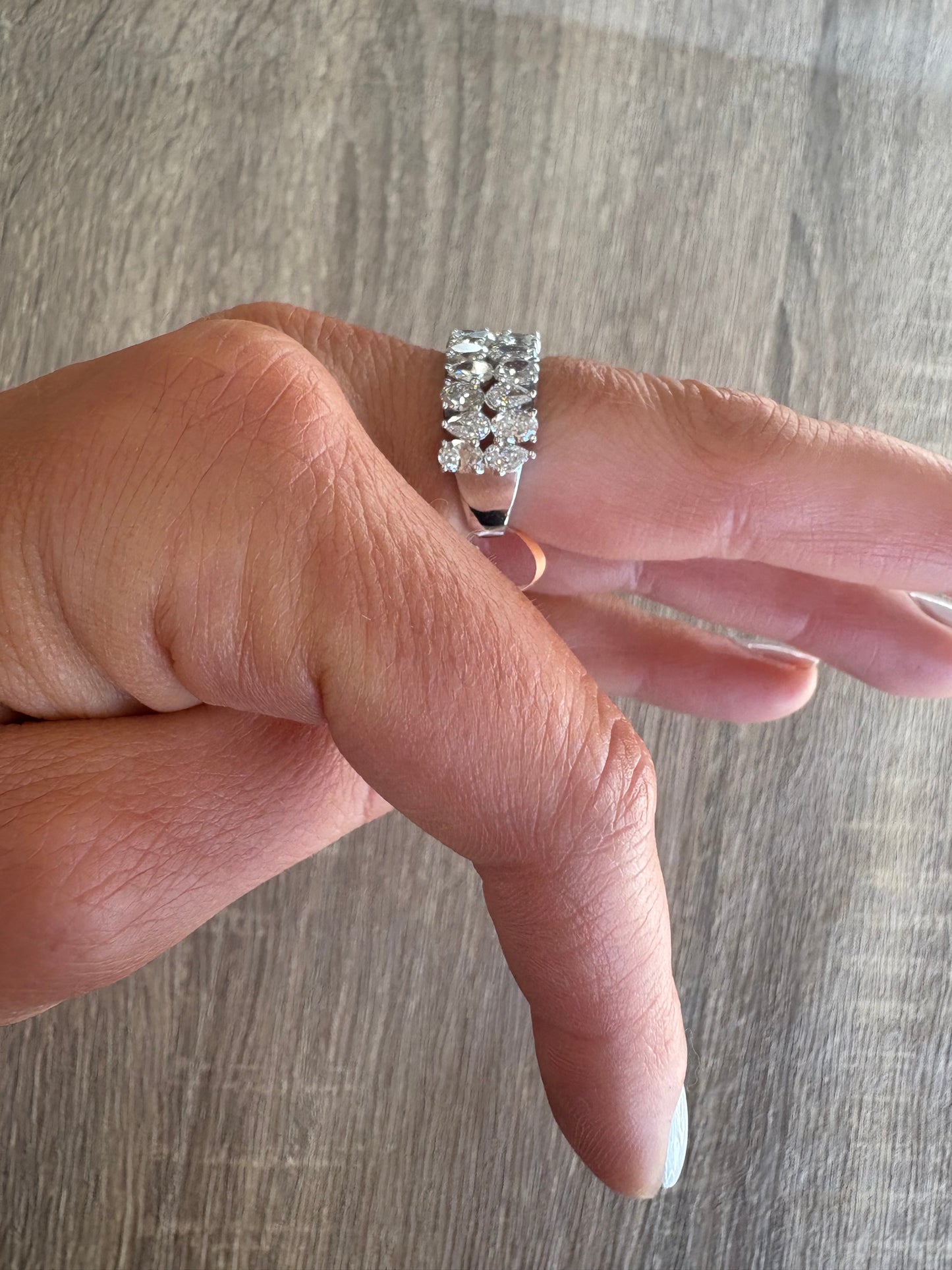 3.67 cttw multi shaped double row halfway ring